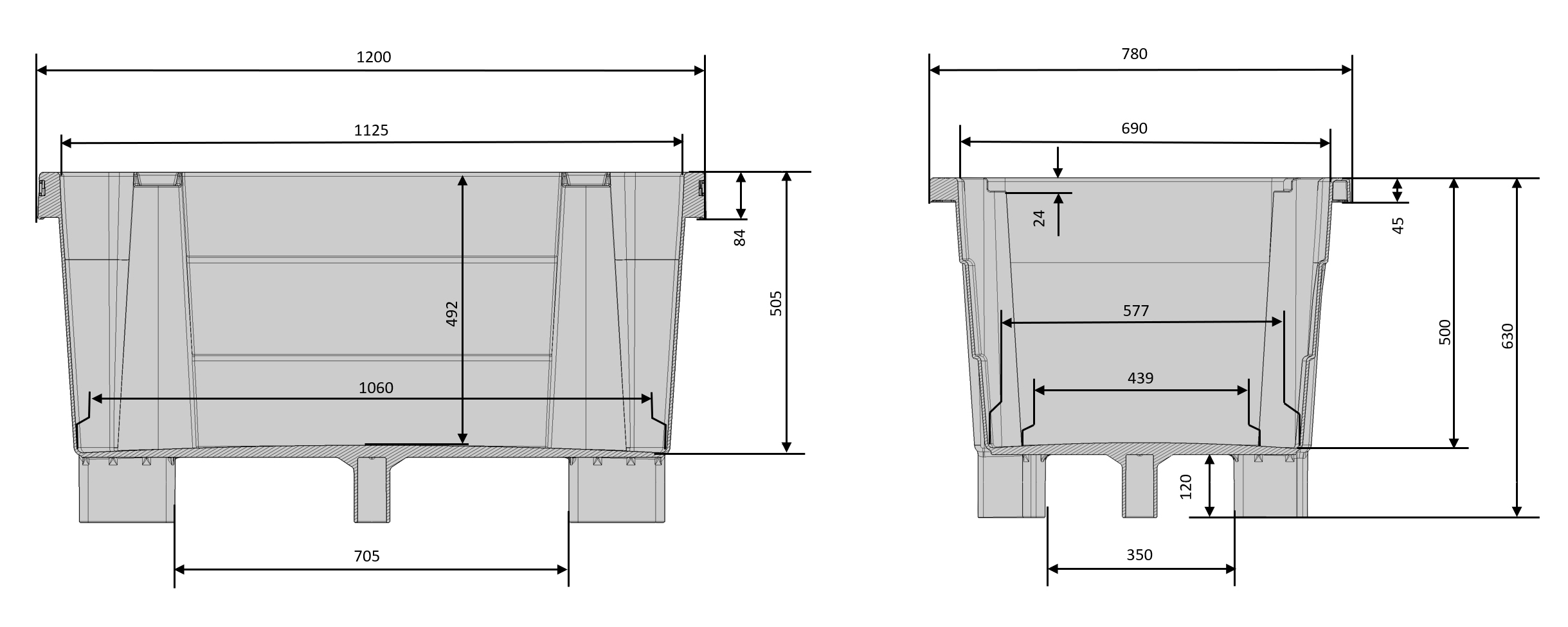 ET Box 300 l technical drawing
