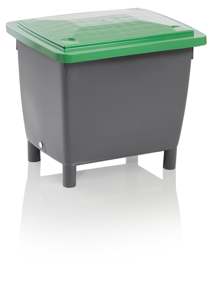 Universal container 400 l basaltgrey with green lid
