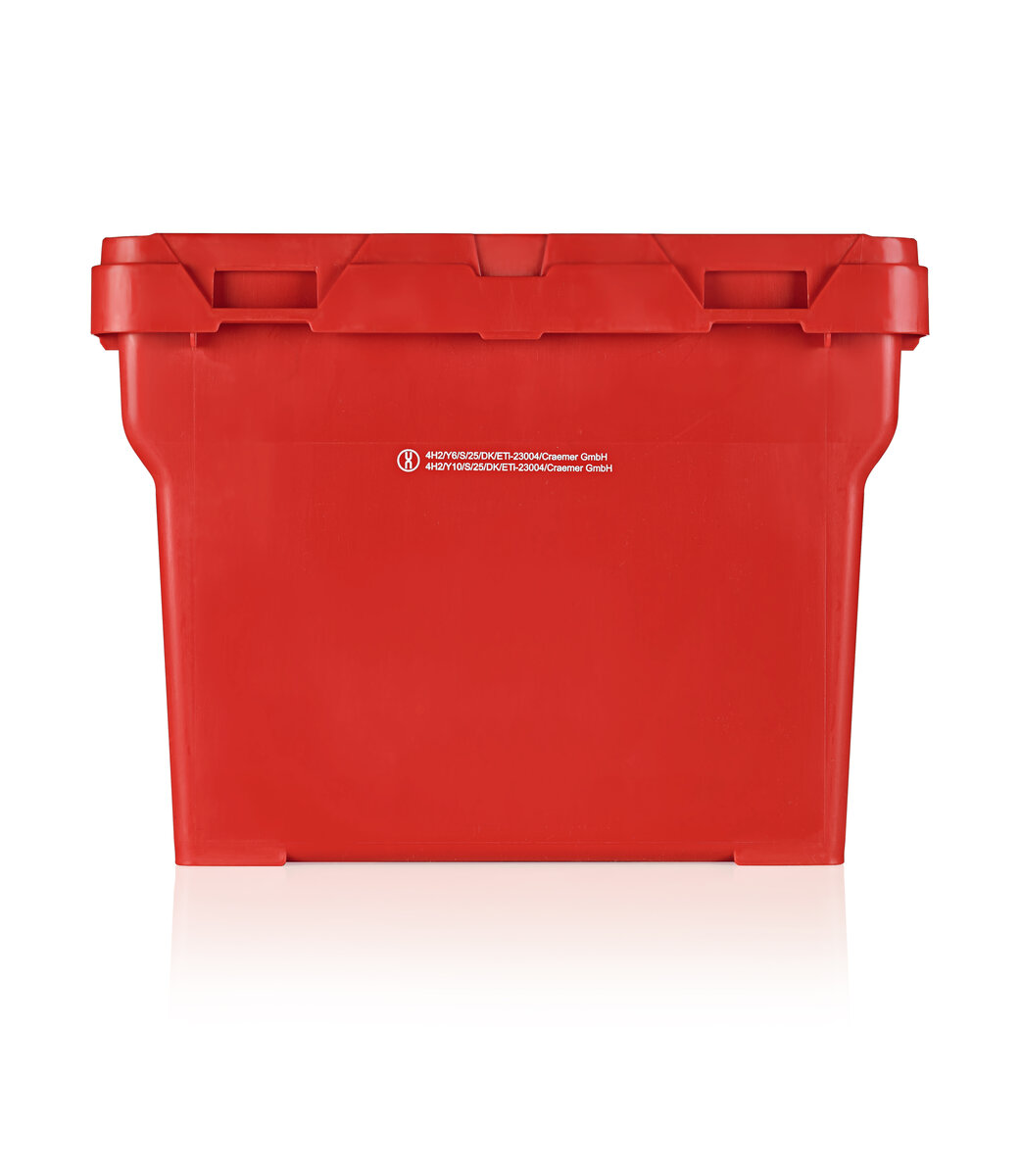 UN Box 22l red front lid detail