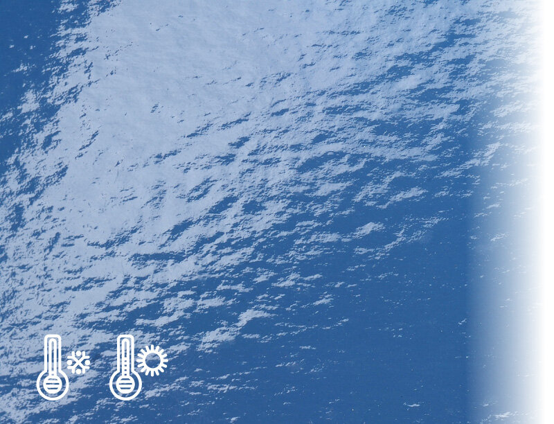 Blue non-slip coating with cold and hot temperature indicators