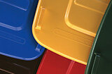 Different coloured wheelie bin lids