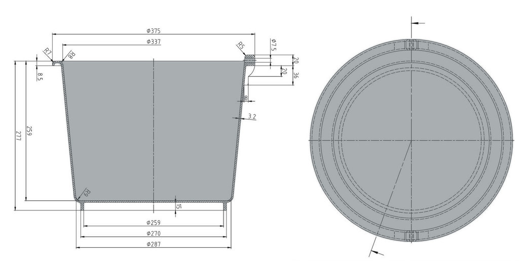 20 l bucket technical drawing