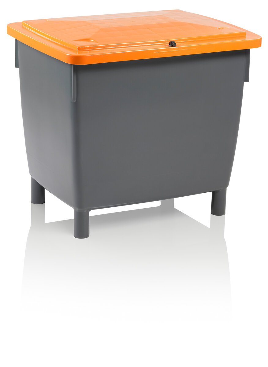 400 Liter Universalbehälter grau mit orangenem Deckel