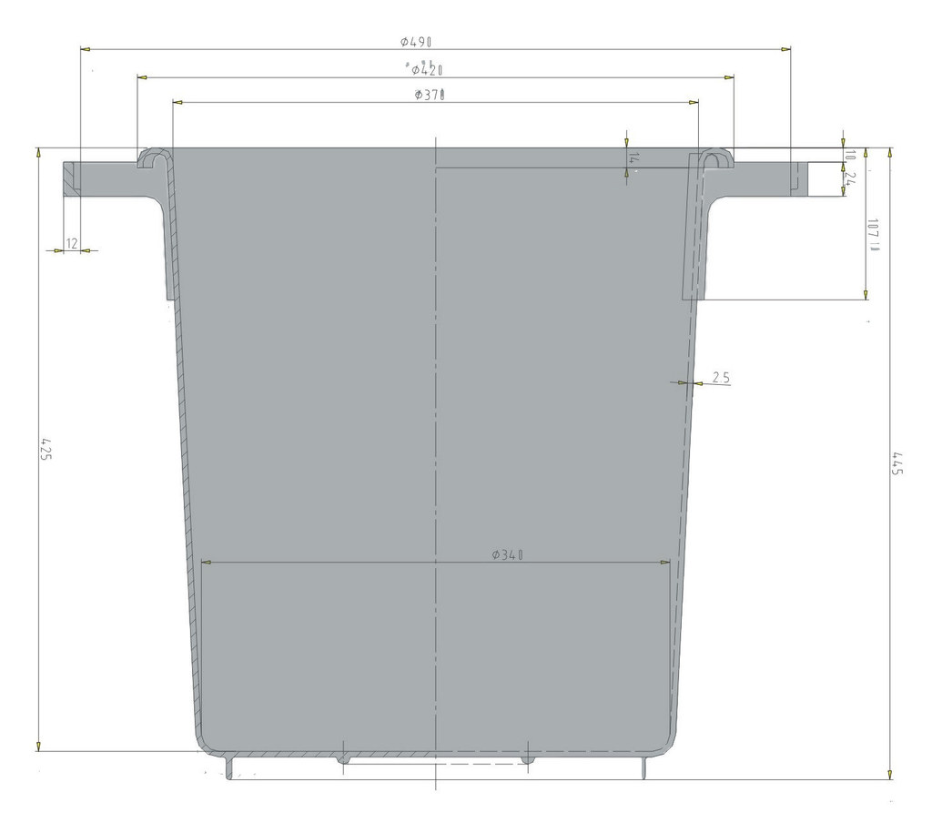 40 litre bin technical drawing