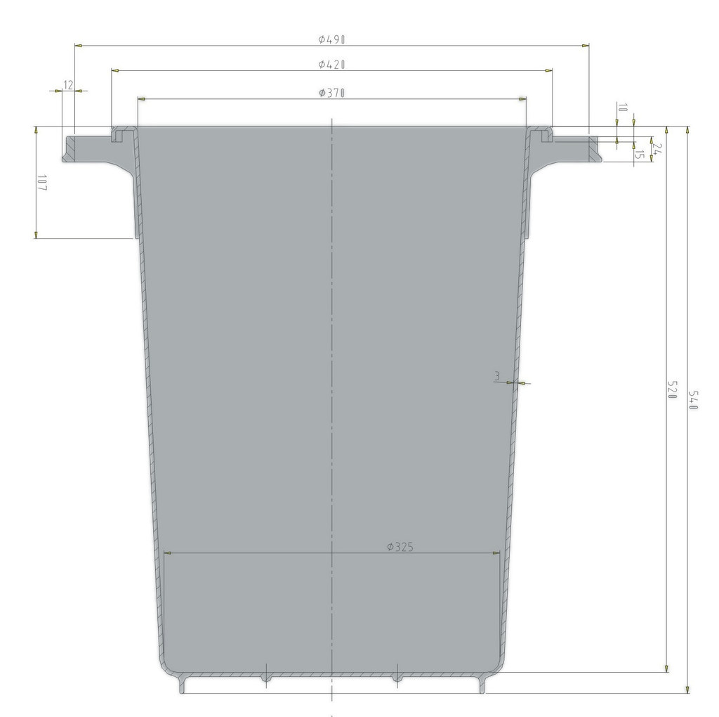 50 litre bin technical drawing