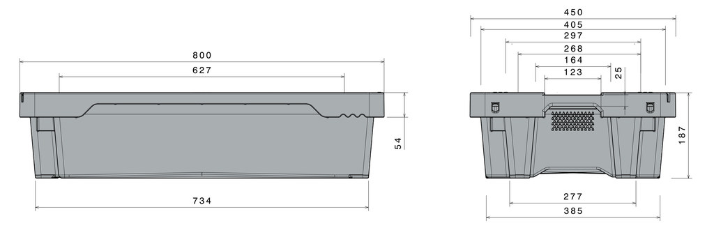Fish box 20 kg 35 l technical drawing