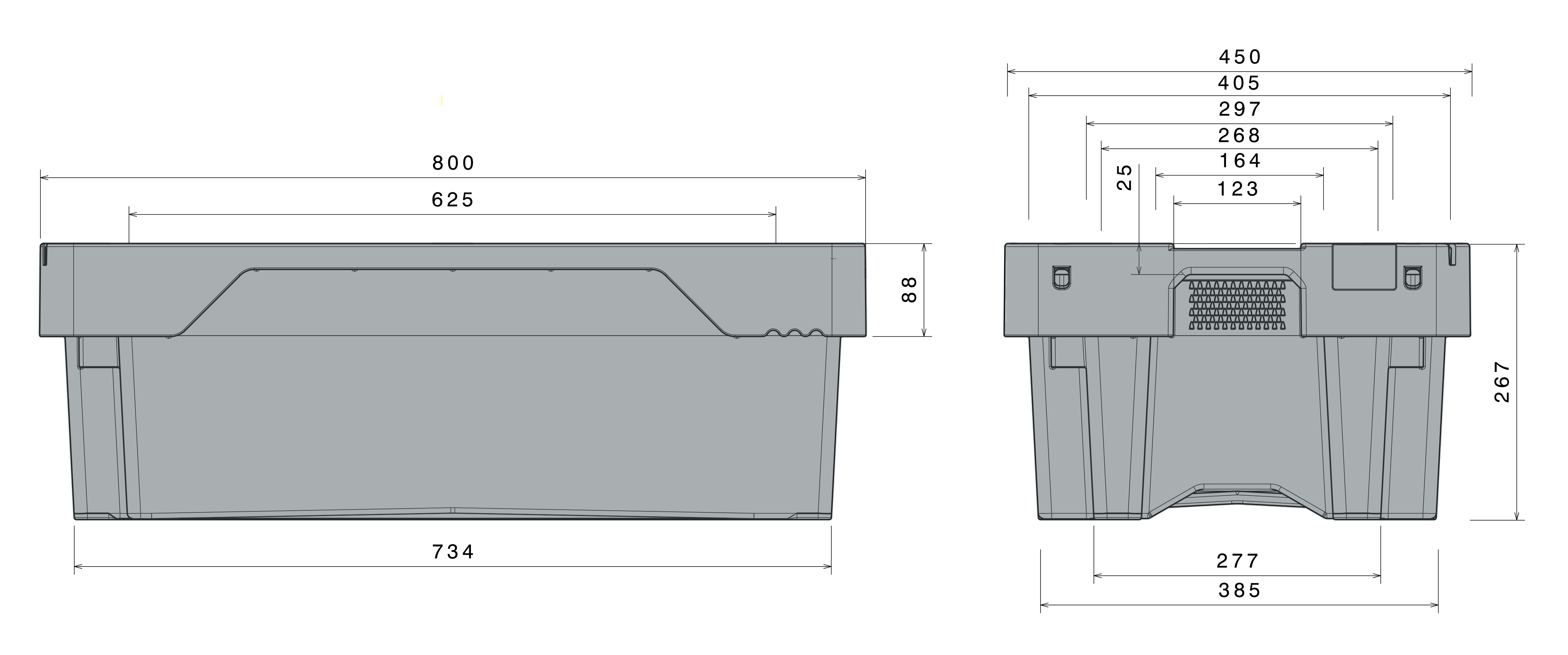Fish box 40 kg 60 l technical drawing