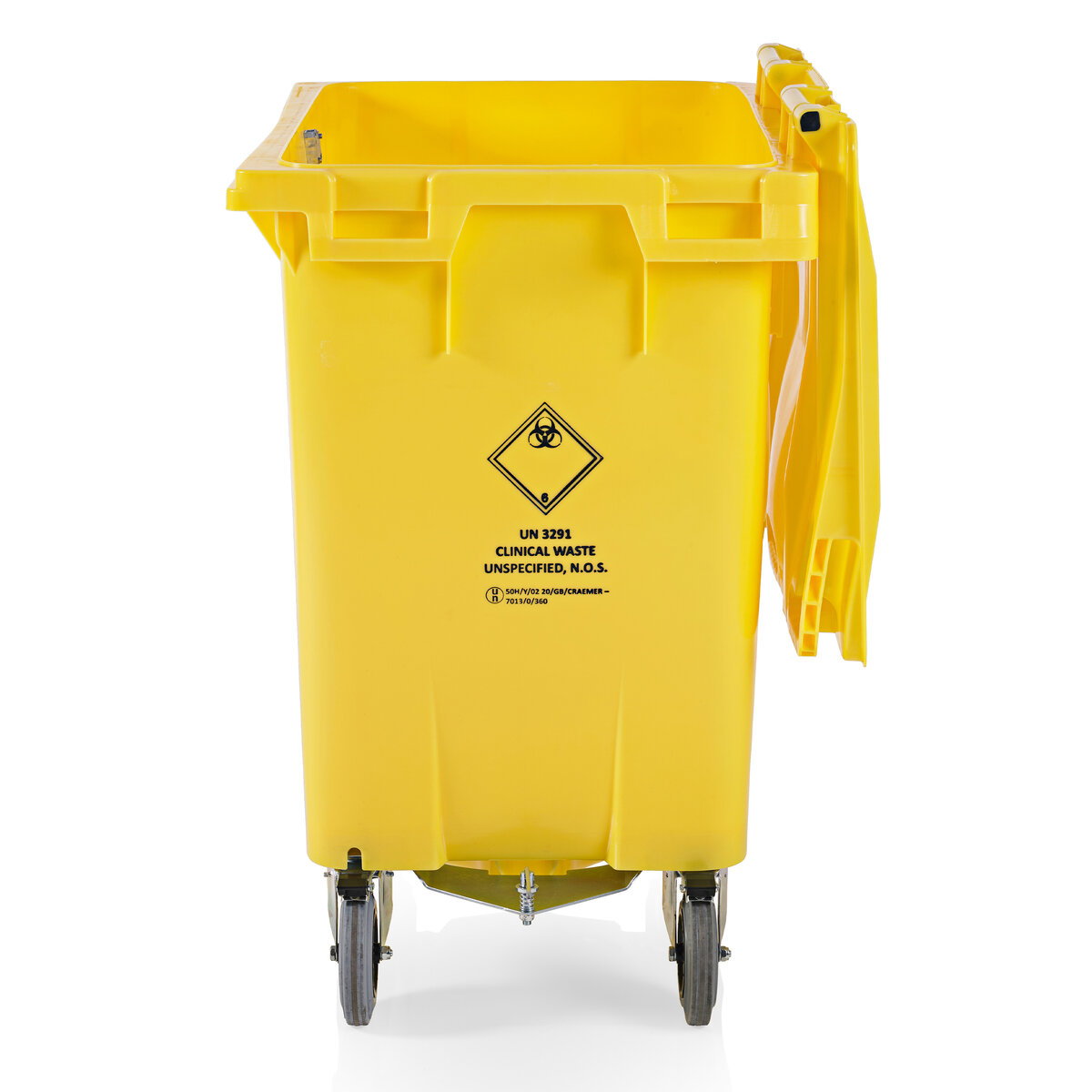 MGBneo4 770 Litre Clinical Waste side view with lid open