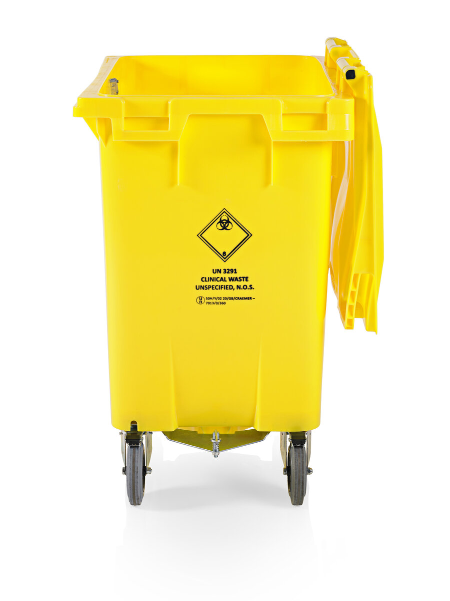 MGBneo4 770 Litre Clinical Waste side view with lid open