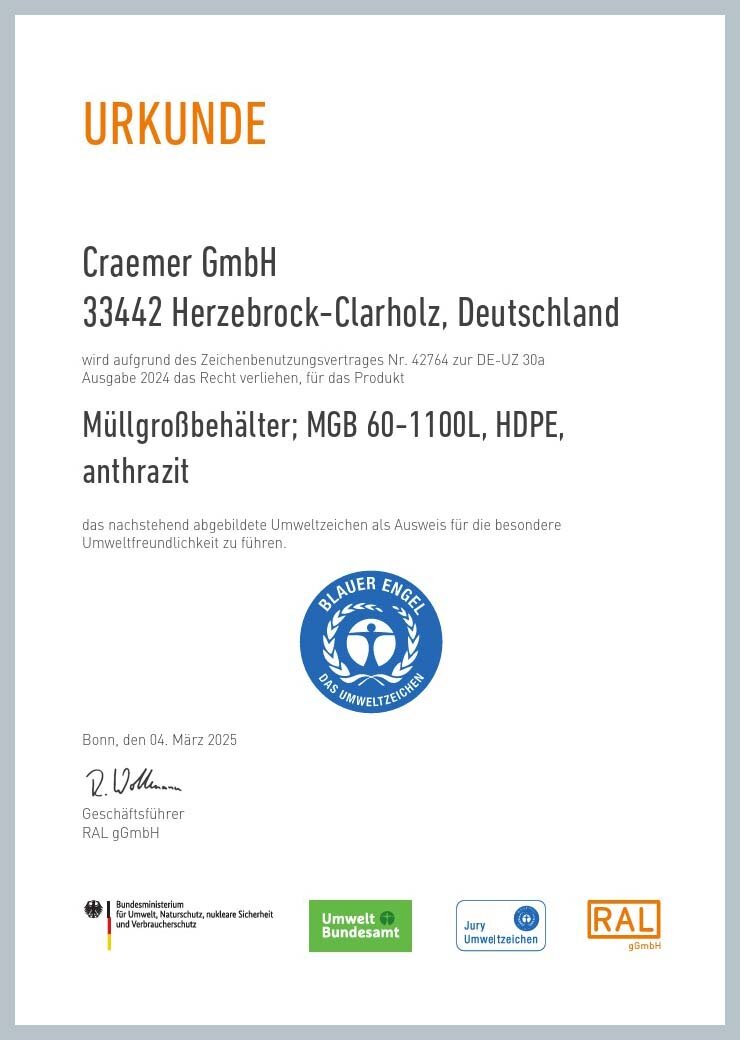 Blauer Engel Urkunde