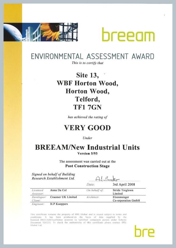 breeam certificate