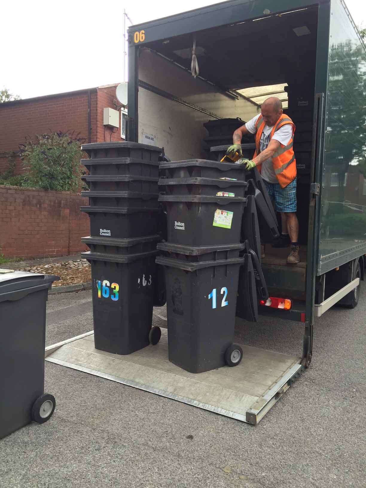 Wheelie bins are collected