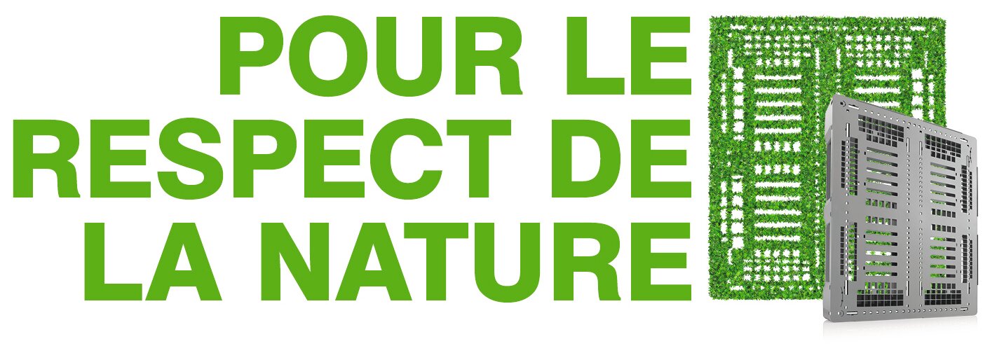 Inscription Pour le respect de la nature en vert avec palette E3-5 et une variante de la palette en mousse