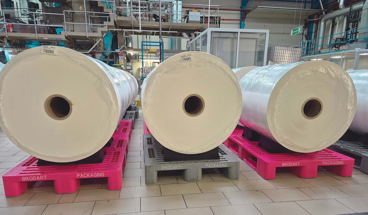 Pallets customised in the company’s colours