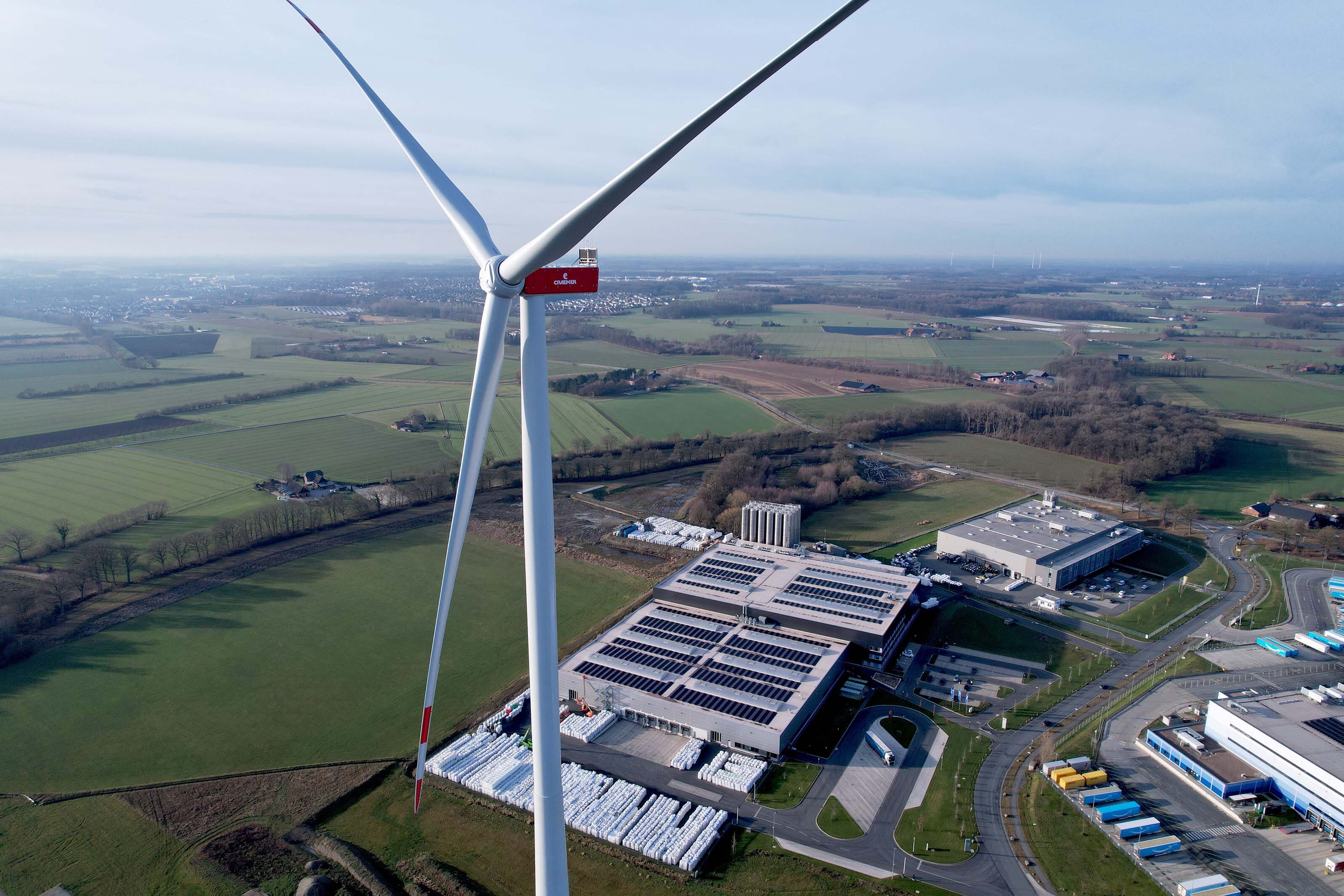 Craemer wind turbine at the inter-municipal Aurea Industrial Park in Oelde