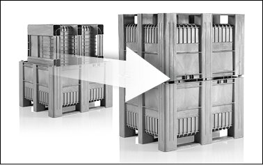 Different space-saving stacking of the boxes
