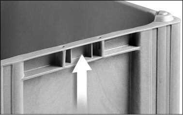 Integrated transponder bracket marked with arrow