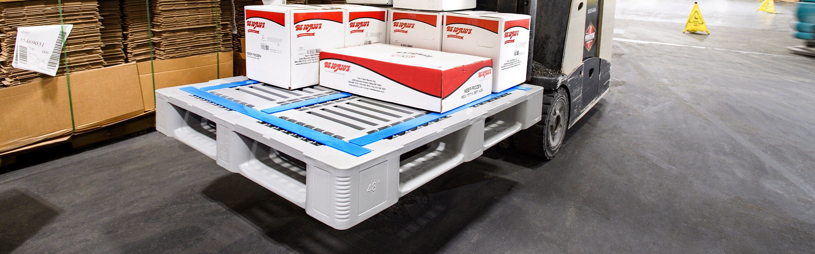 CR4-5 on fork lift truck with white boxes on it