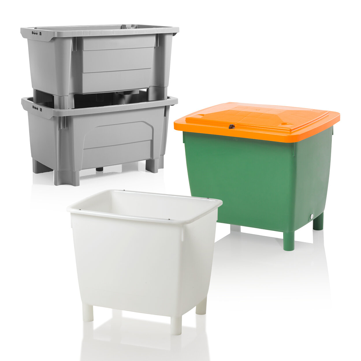 Three different nestable container groups