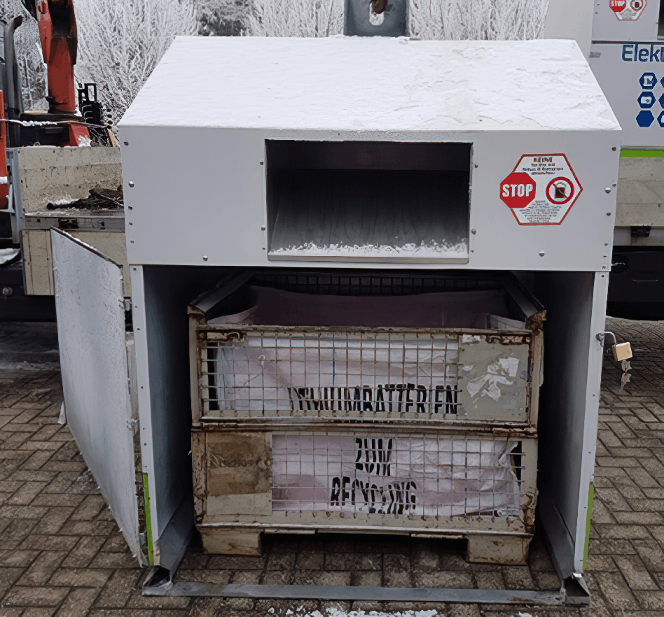 small electrical waste were collected in metal mesh boxes 